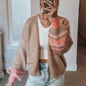 By Anthropologie Juillet Metallic Cropped Cardigan Striped Sweater One Size
